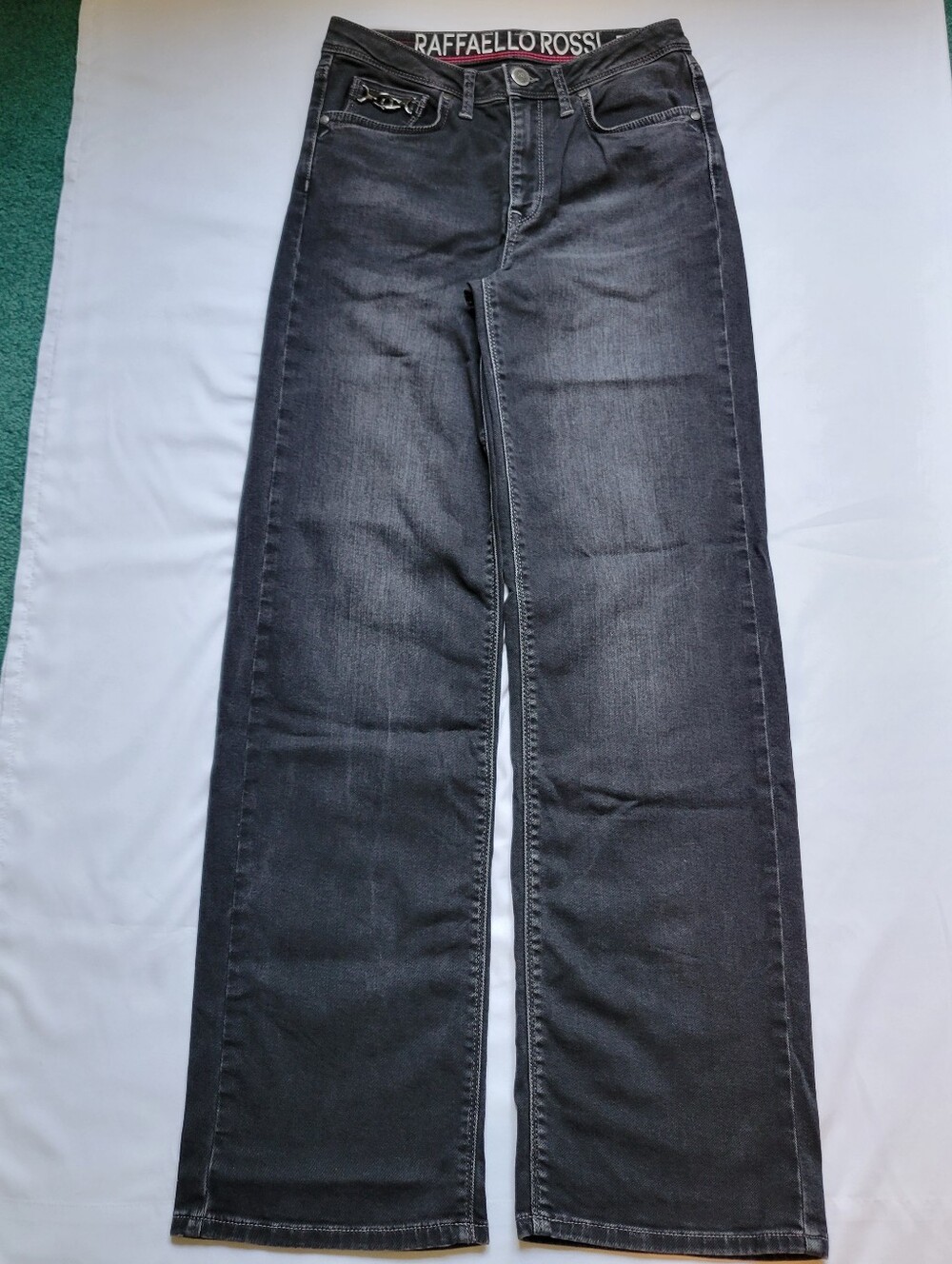 Raffaello Rossi Kira B Wide Leg Charcoal Denim Jeans Womens 4 (27x31.5)